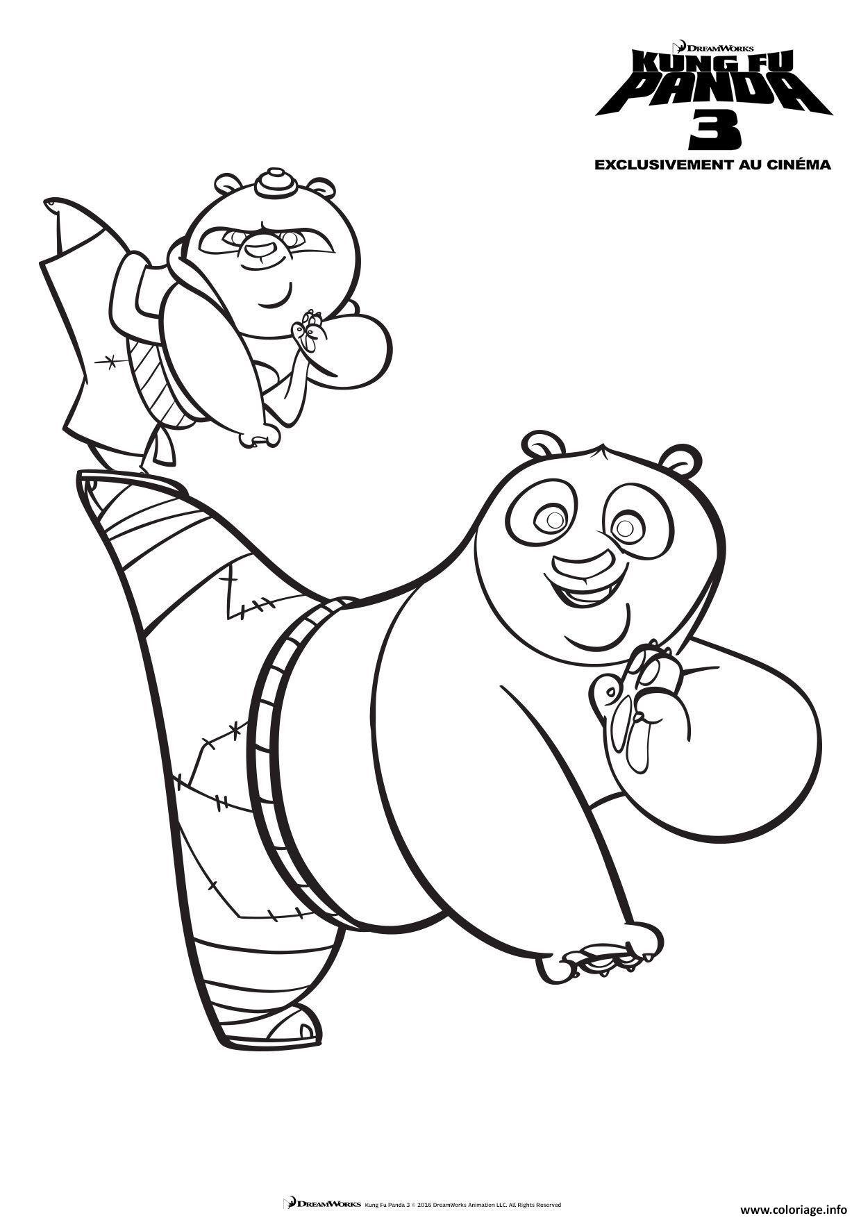 Dessin Gulli Po le professeur Kung Fu Panda Coloriage Gratuit à Imprimer