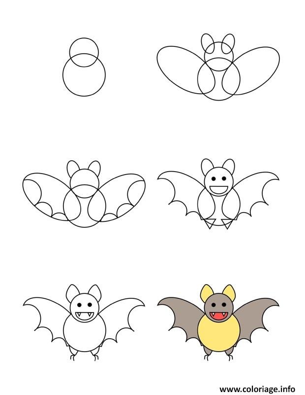Dessin comment dessiner chauve souris Coloriage Gratuit à Imprimer