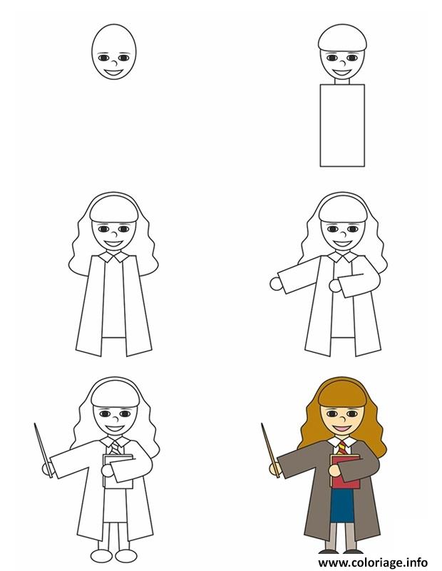 Dessin comment dessiner hermione granger Coloriage Gratuit à Imprimer