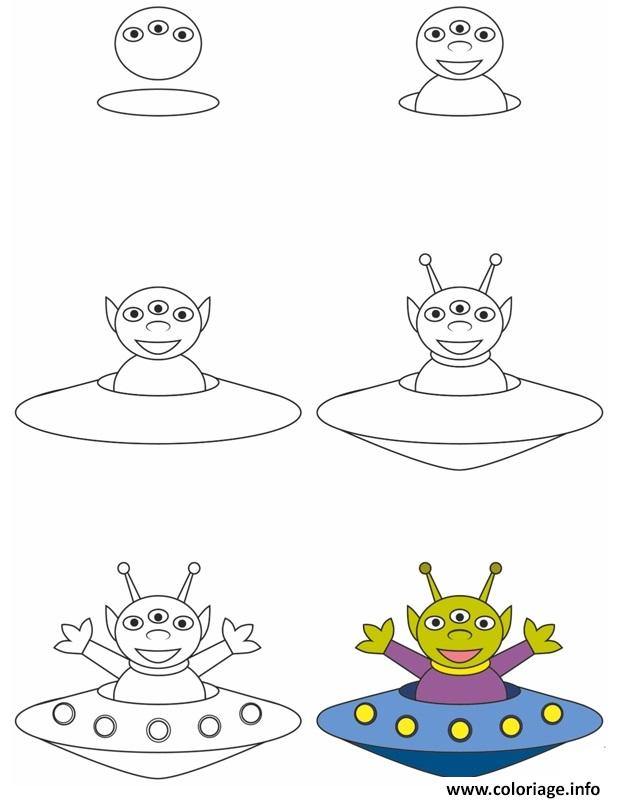 Dessin comment dessiner un alien Coloriage Gratuit à Imprimer