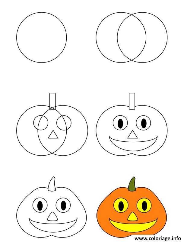 Dessin comment dessiner citrouille halloween Coloriage Gratuit à Imprimer