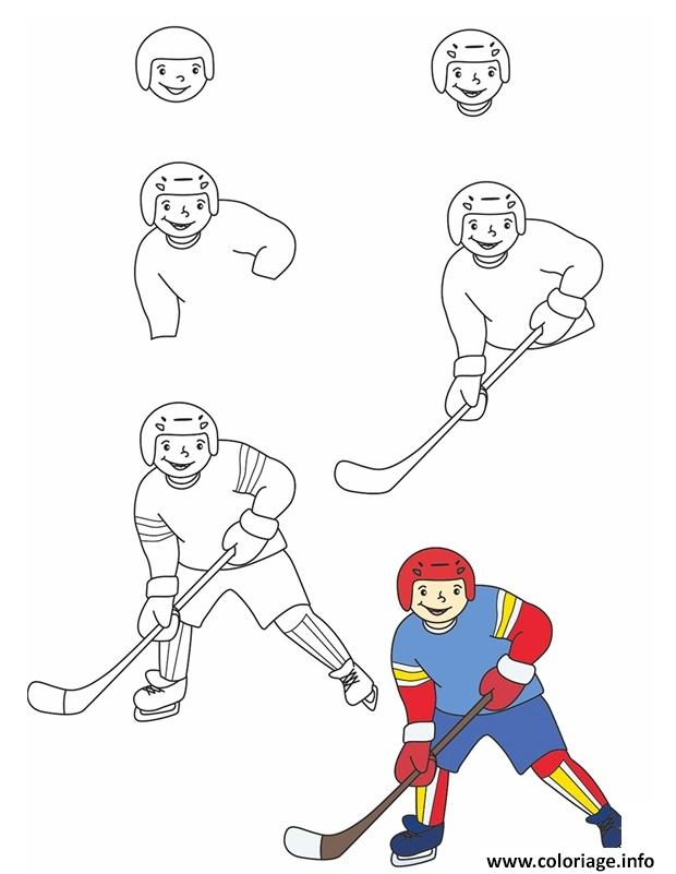 Dessin comment dessiner hockey sur glace Coloriage Gratuit à Imprimer