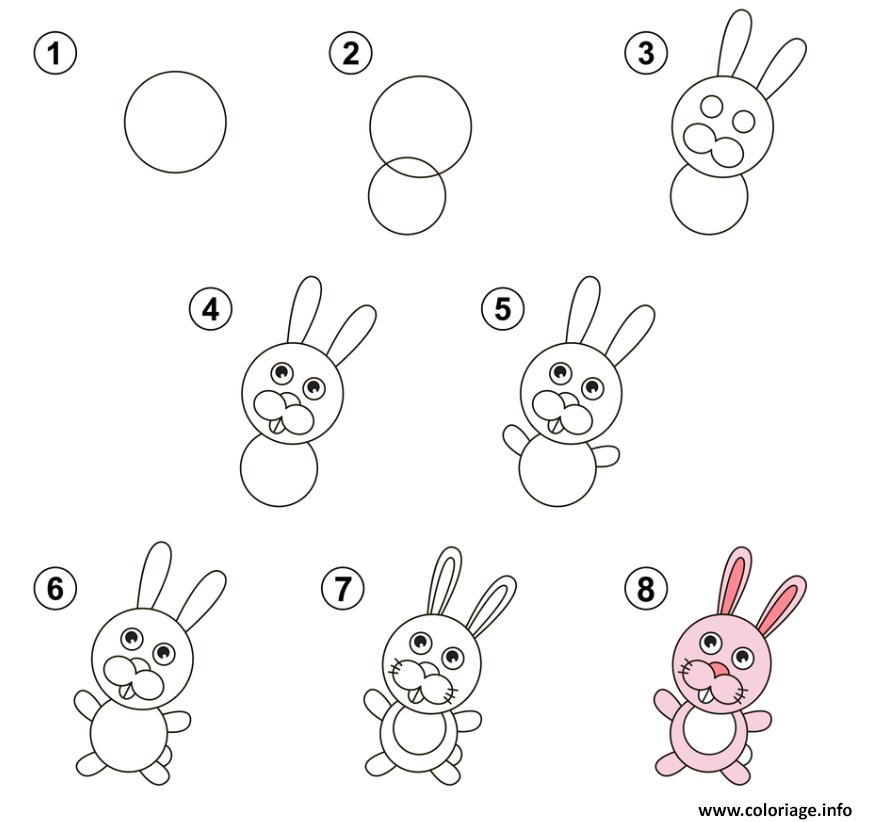 Dessin comment dessiner un lapin Coloriage Gratuit à Imprimer