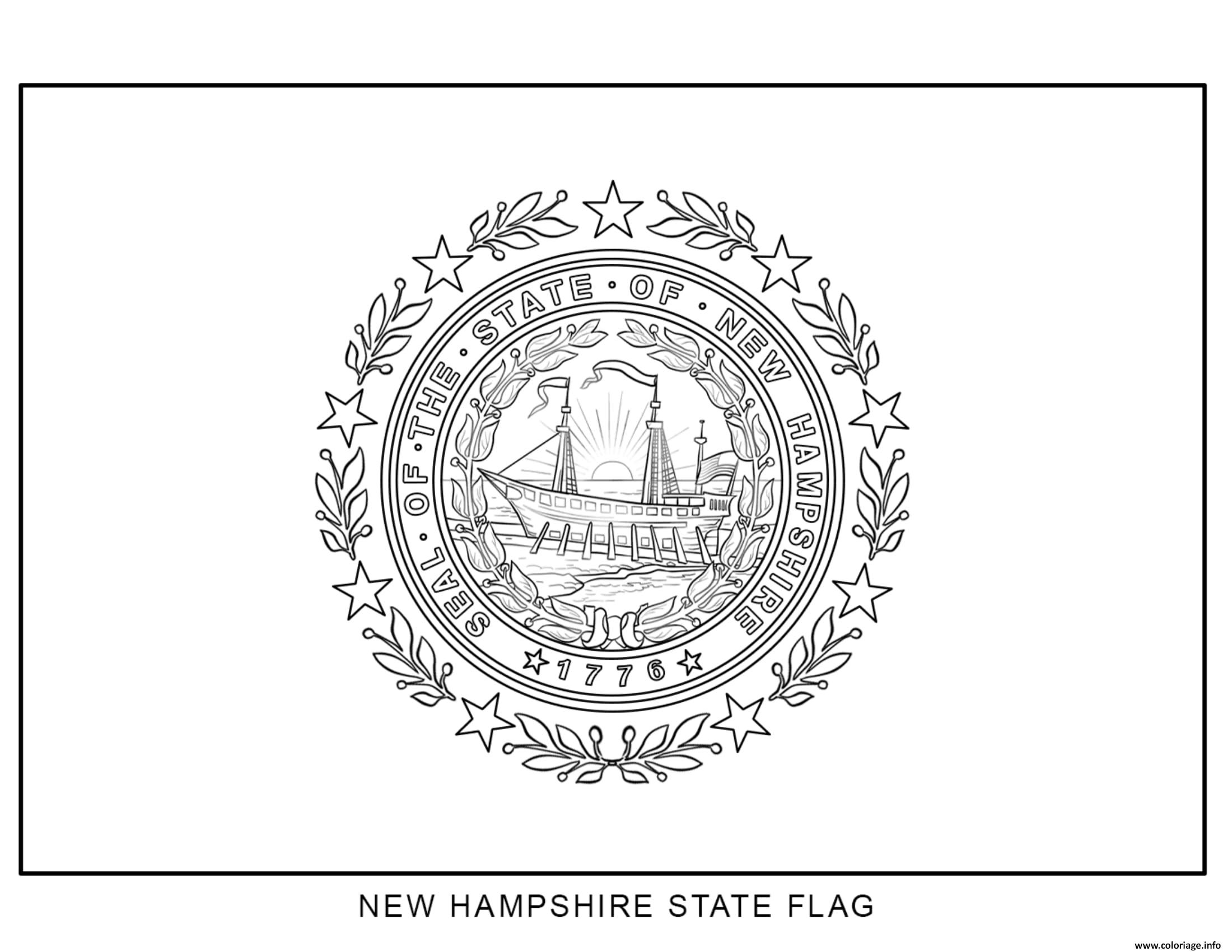 Dessin new hampshire drapeau Etats Unis Coloriage Gratuit à Imprimer