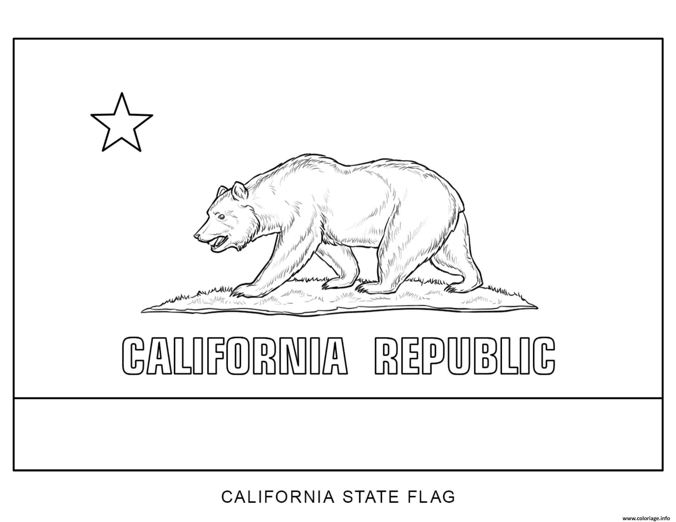 Coloriage California Drapeau Etats Unis Dessin à Imprimer