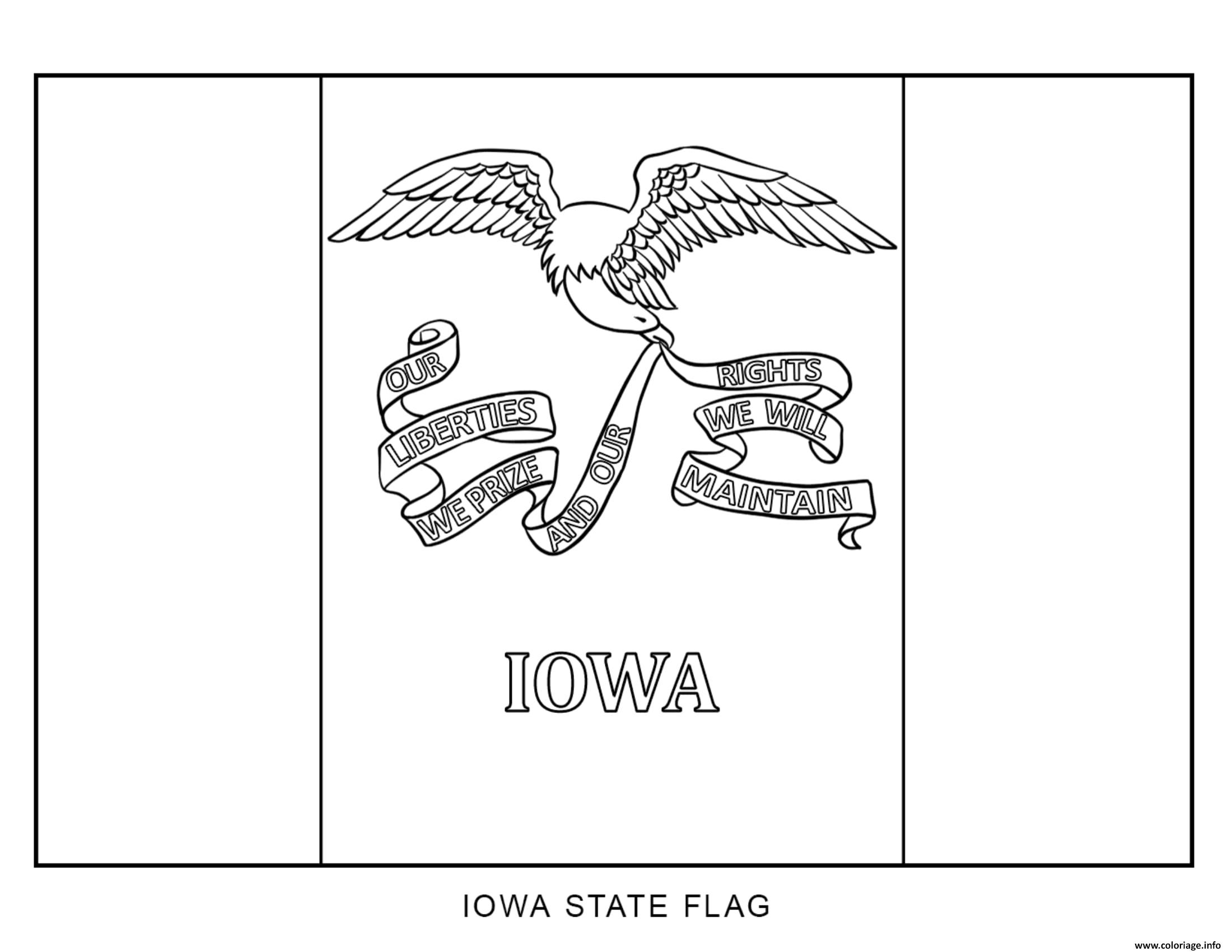 Coloriage Iowa Drapeau Etats Unis Dessin à Imprimer