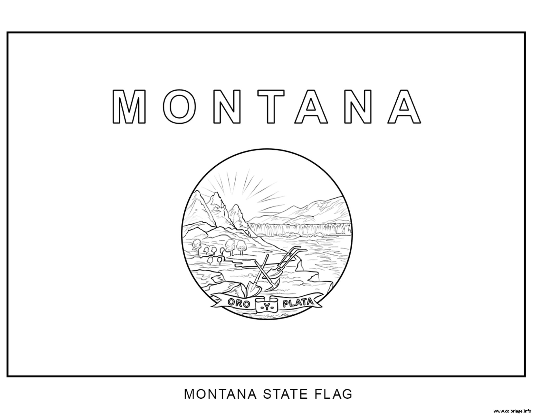 Dessin montana drapeau Etats Unis Coloriage Gratuit à Imprimer