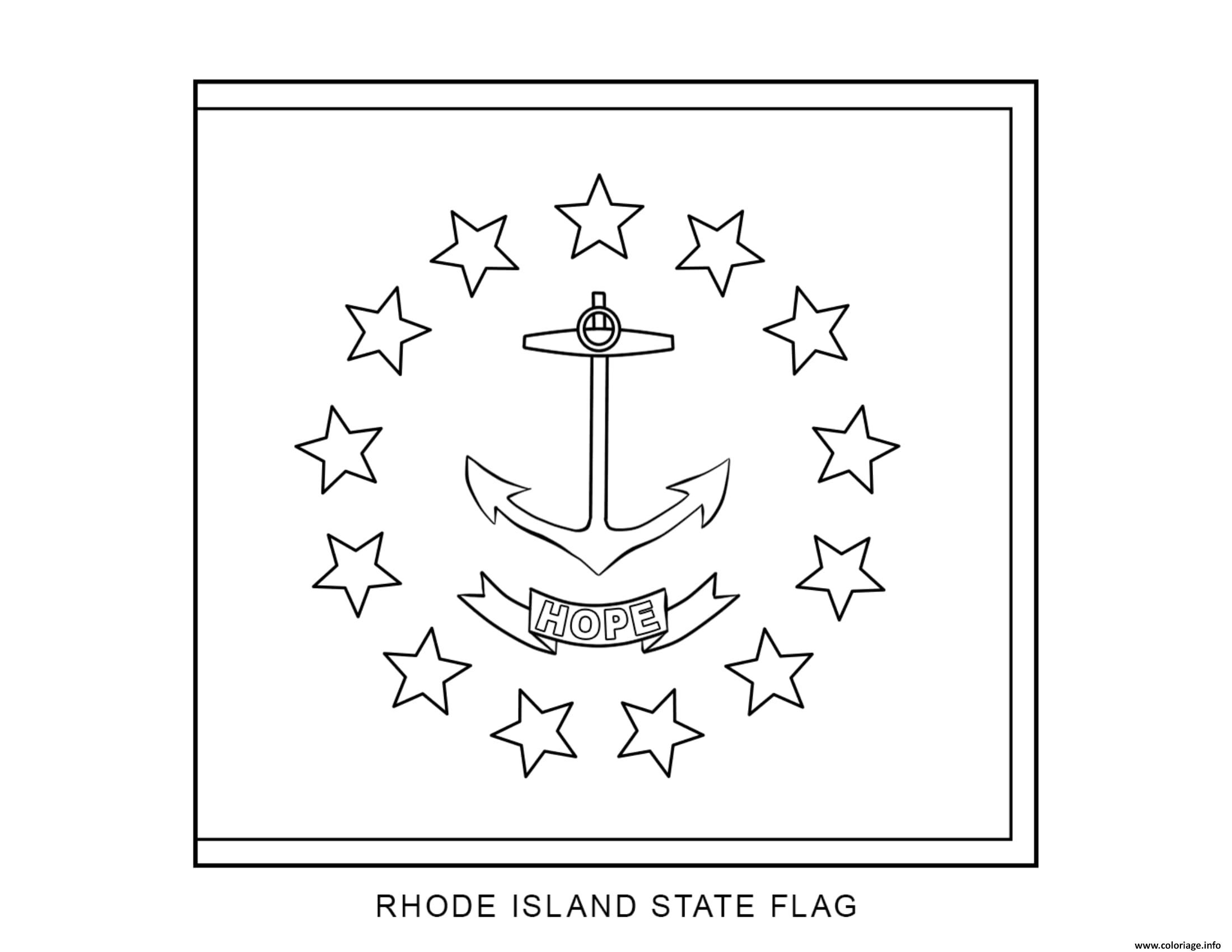 Coloriage Rhode Island Drapeau Etats Unis Dessin à Imprimer