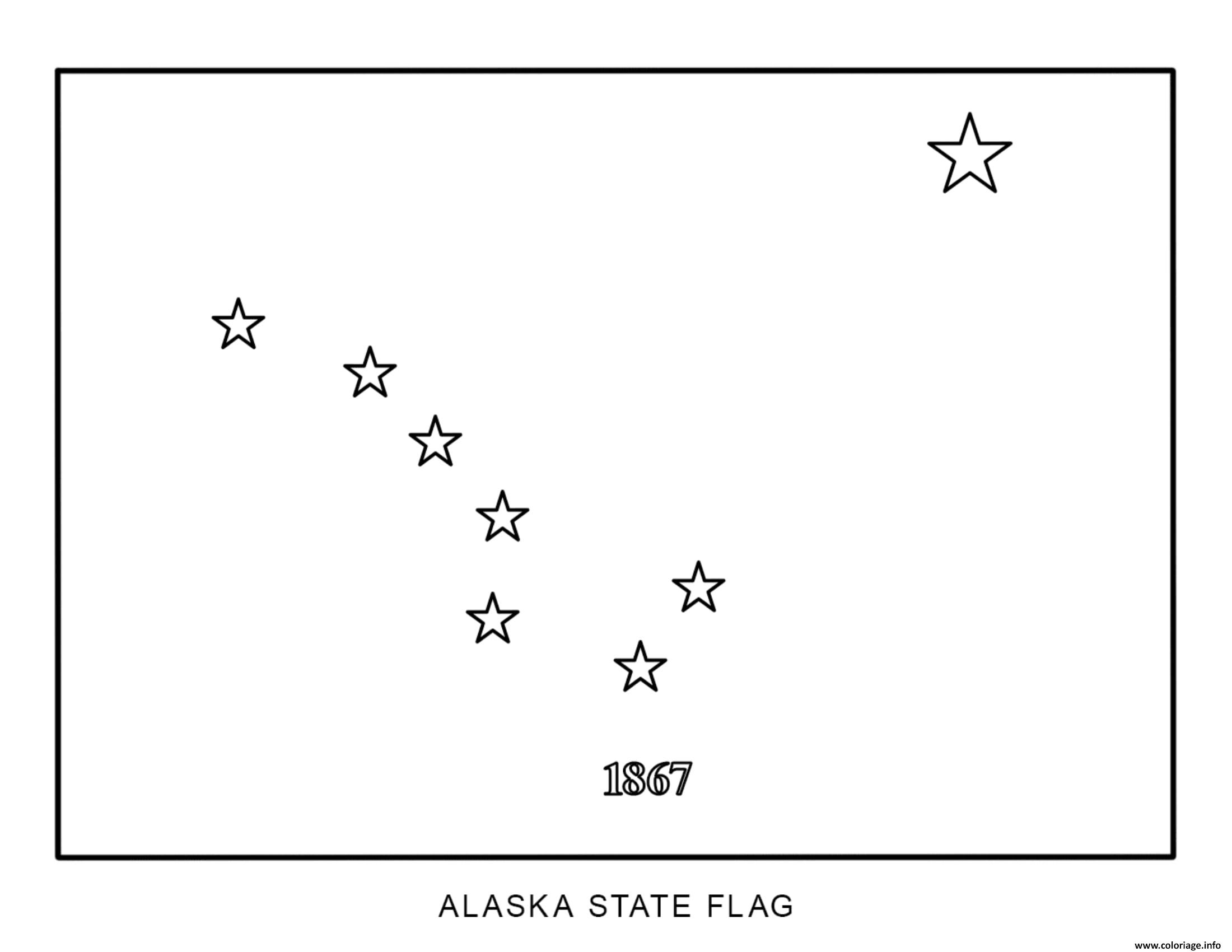 Dessin alaska drapeau Etats Unis Coloriage Gratuit à Imprimer