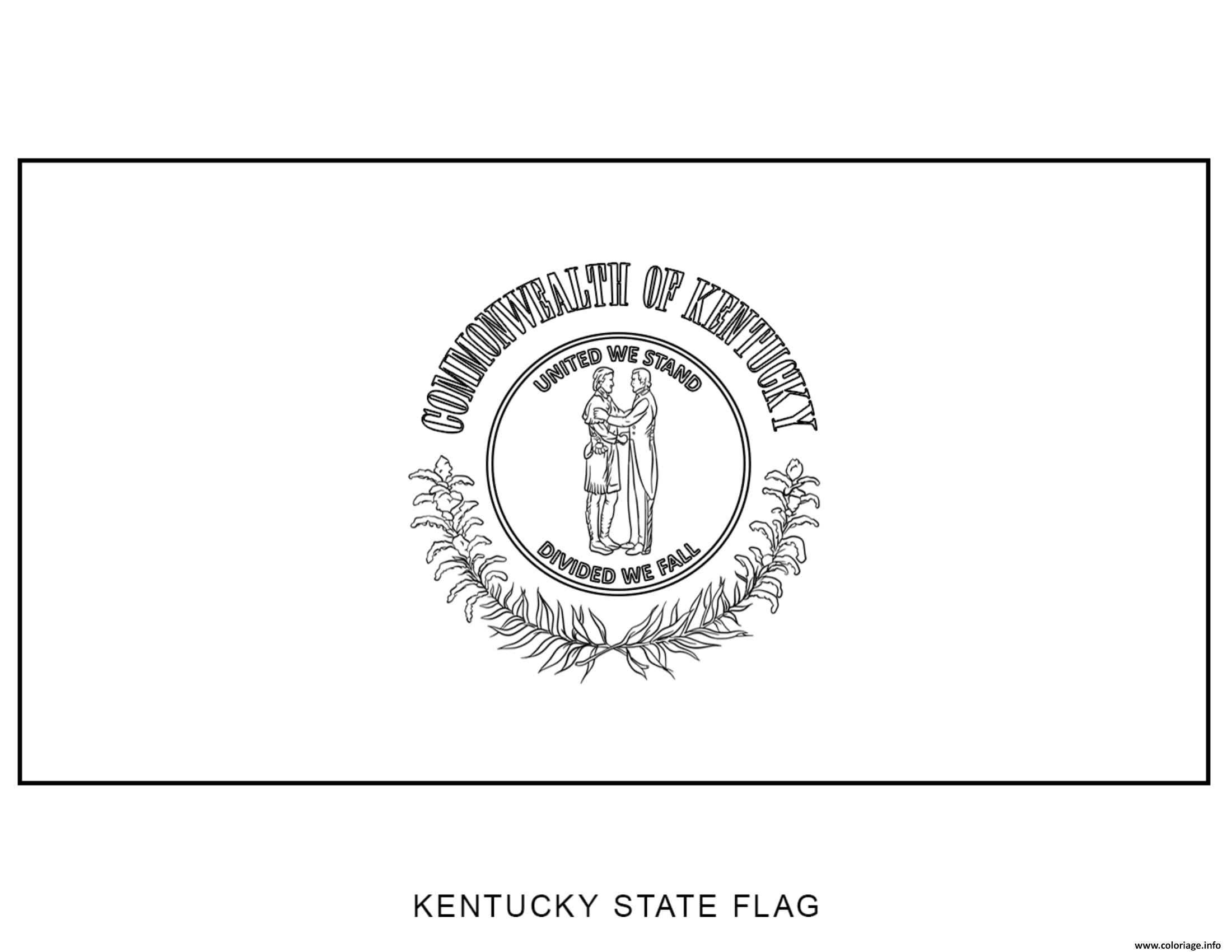Coloriage Kentucky Drapeau Etats Unis Dessin à Imprimer