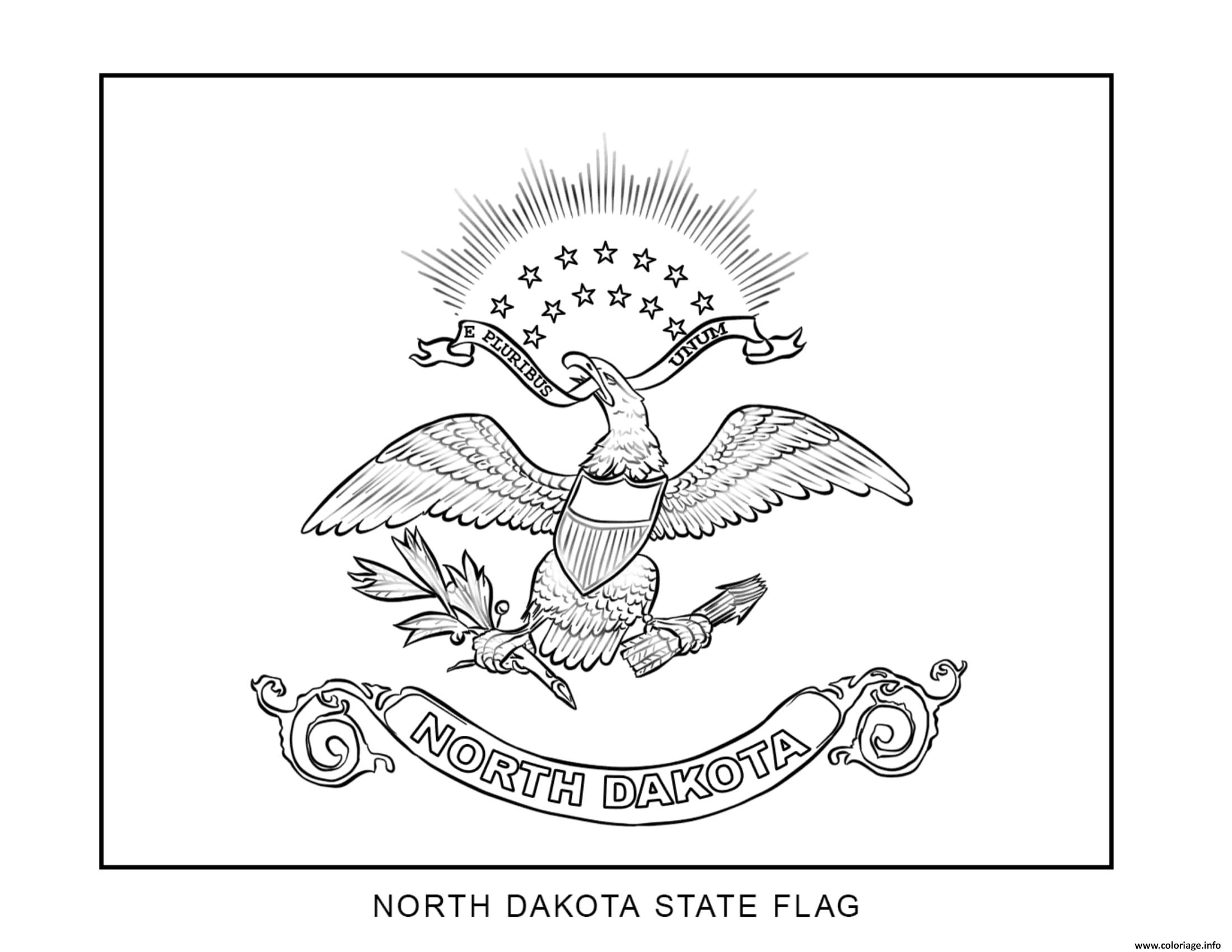 Coloriage North Dakota Drapeau Etats Unis Dessin à Imprimer