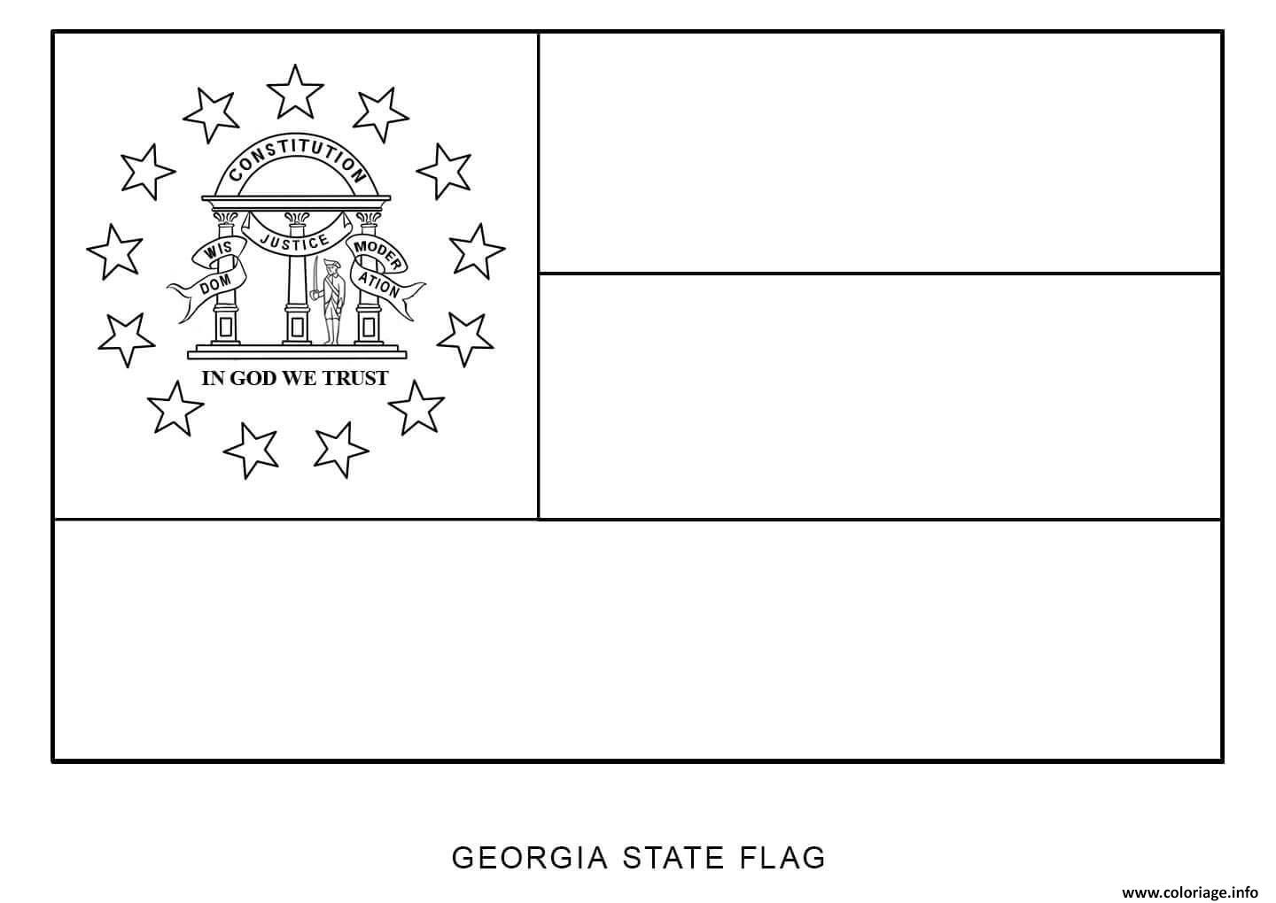Dessin drapeau of georgia Etats Unis Coloriage Gratuit à Imprimer