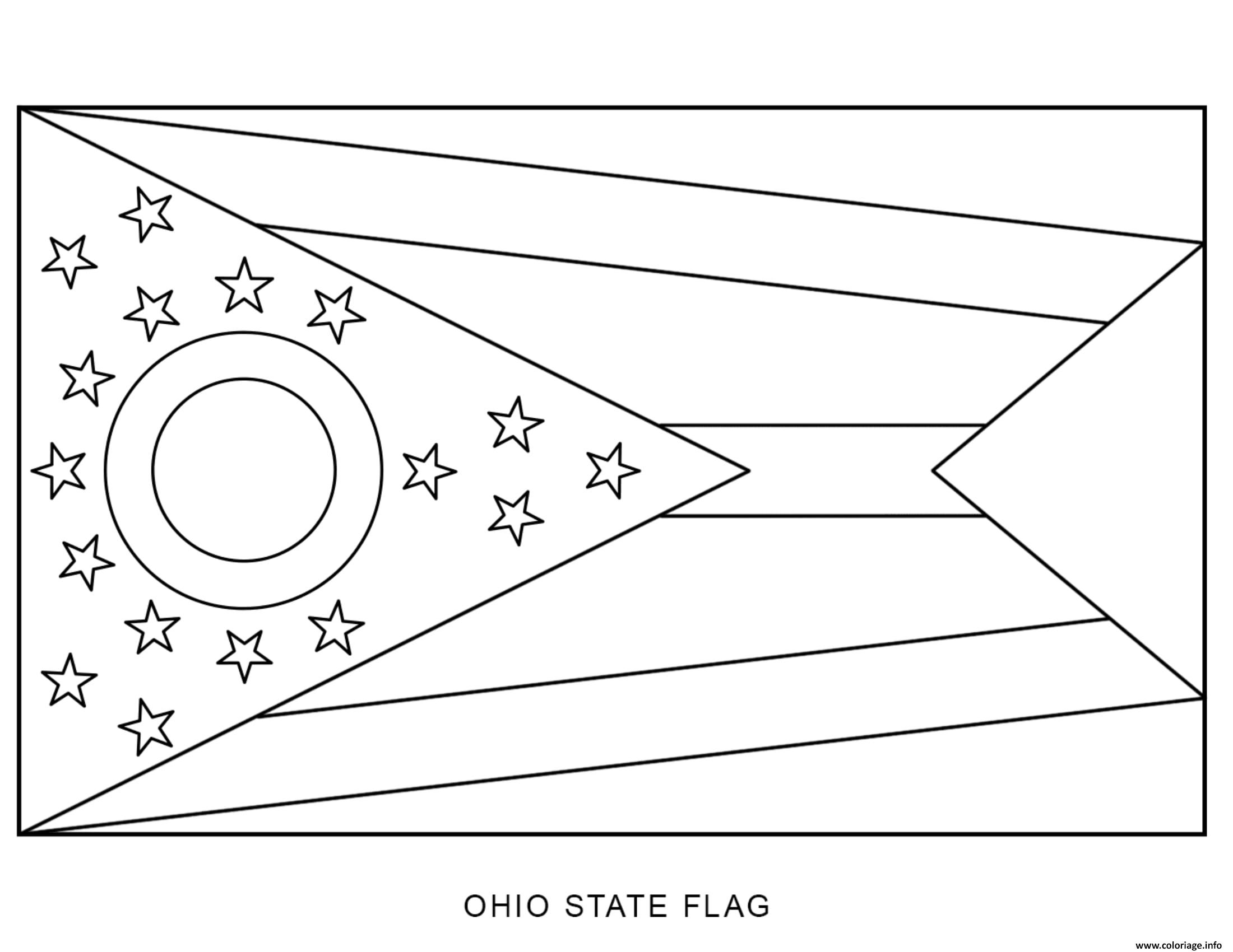 Dessin ohio drapeau Etats Unis Coloriage Gratuit à Imprimer