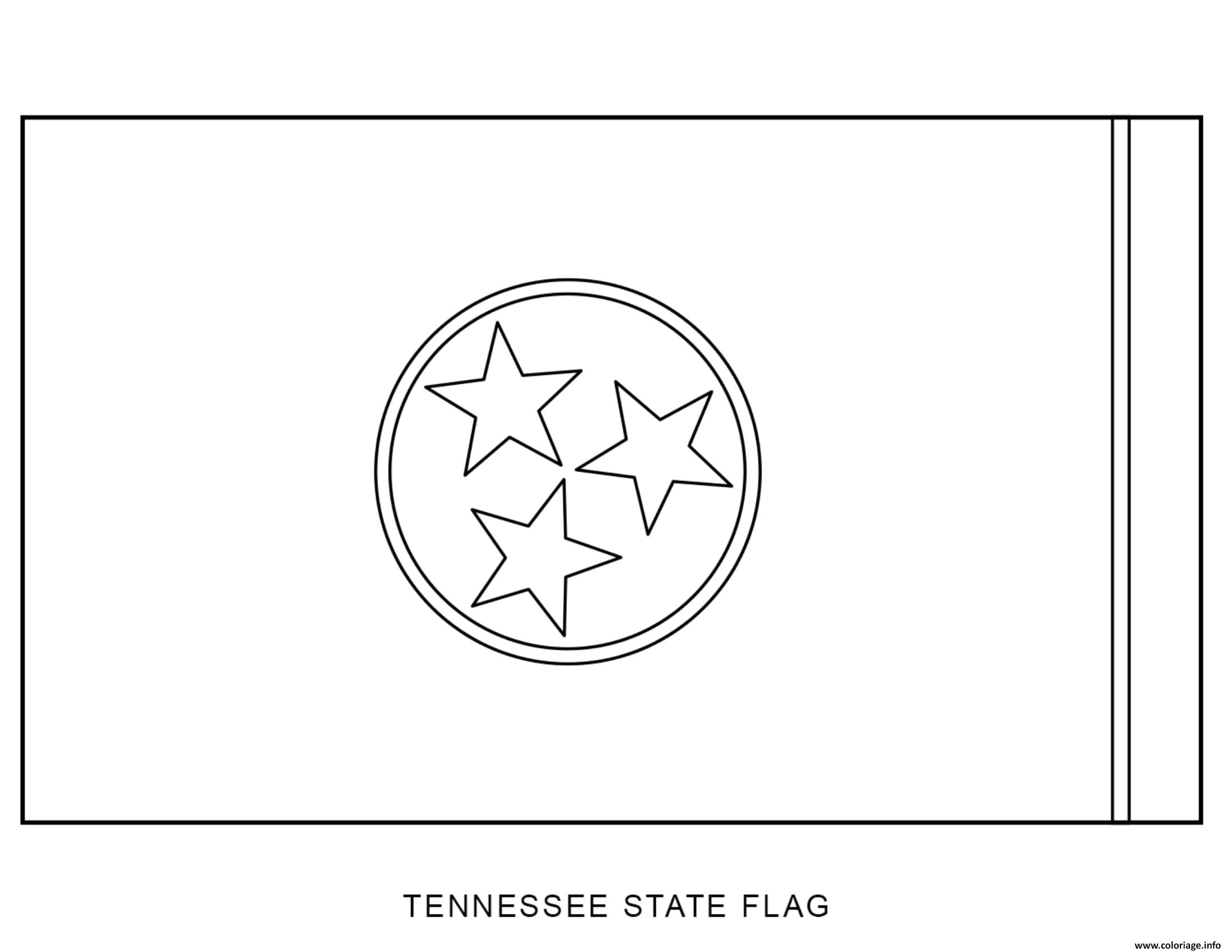 Coloriage Tennessee Drapeau Etats Unis Dessin à Imprimer