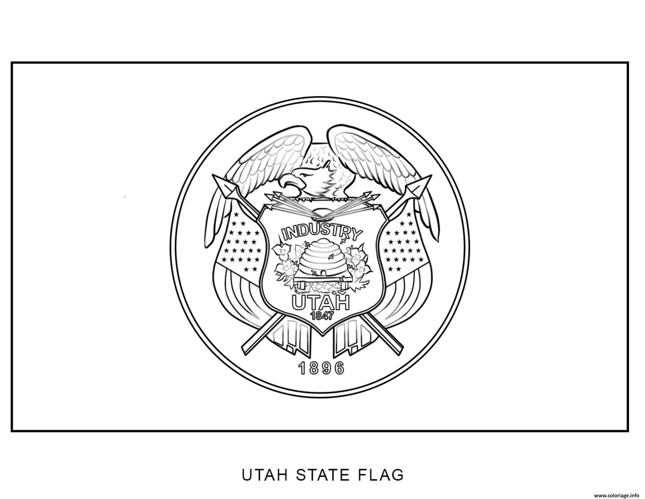 Dessin utah drapeau Etats Unis Coloriage Gratuit à Imprimer