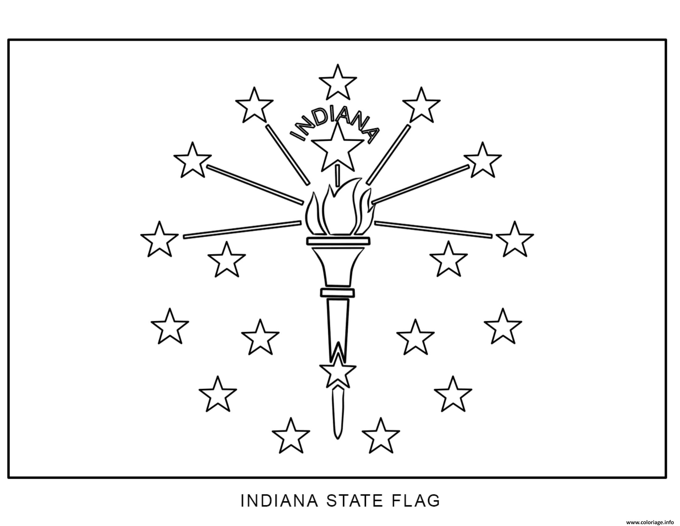 Dessin indiana drapeau Etats Unis Coloriage Gratuit à Imprimer