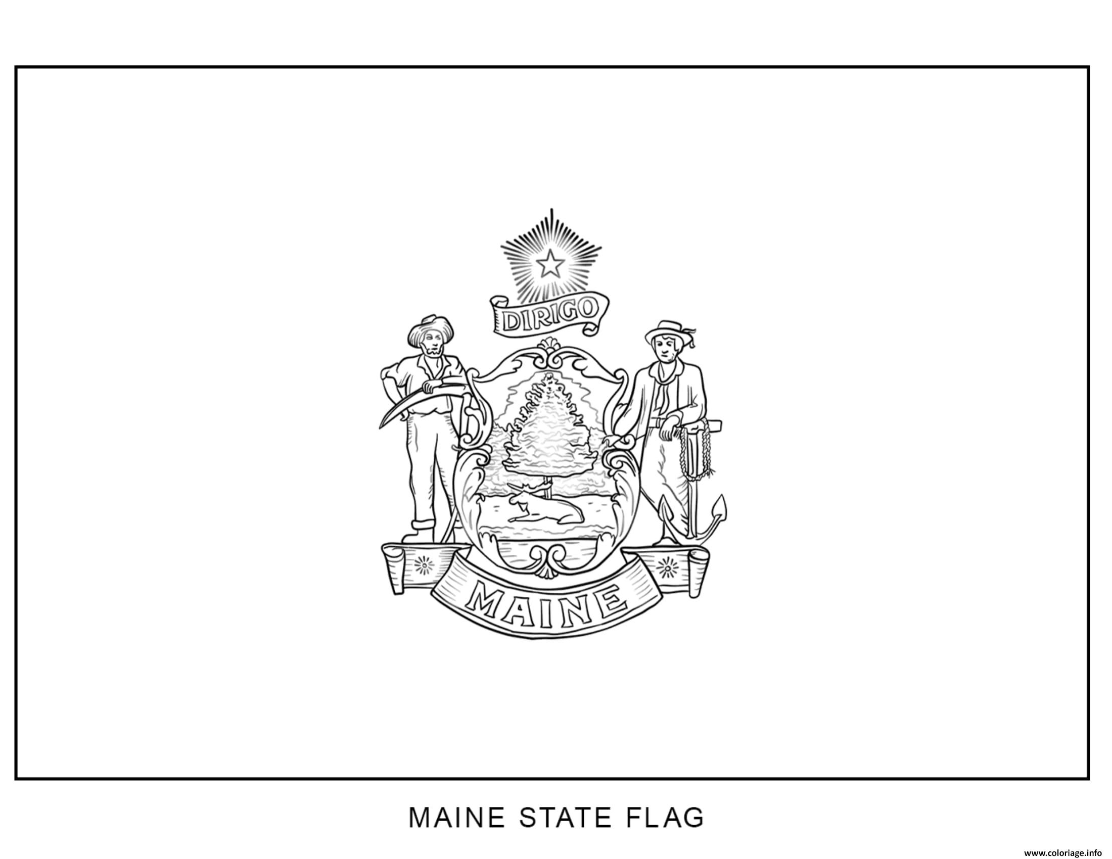 Coloriage Maine Drapeau Etats Unis Dessin à Imprimer