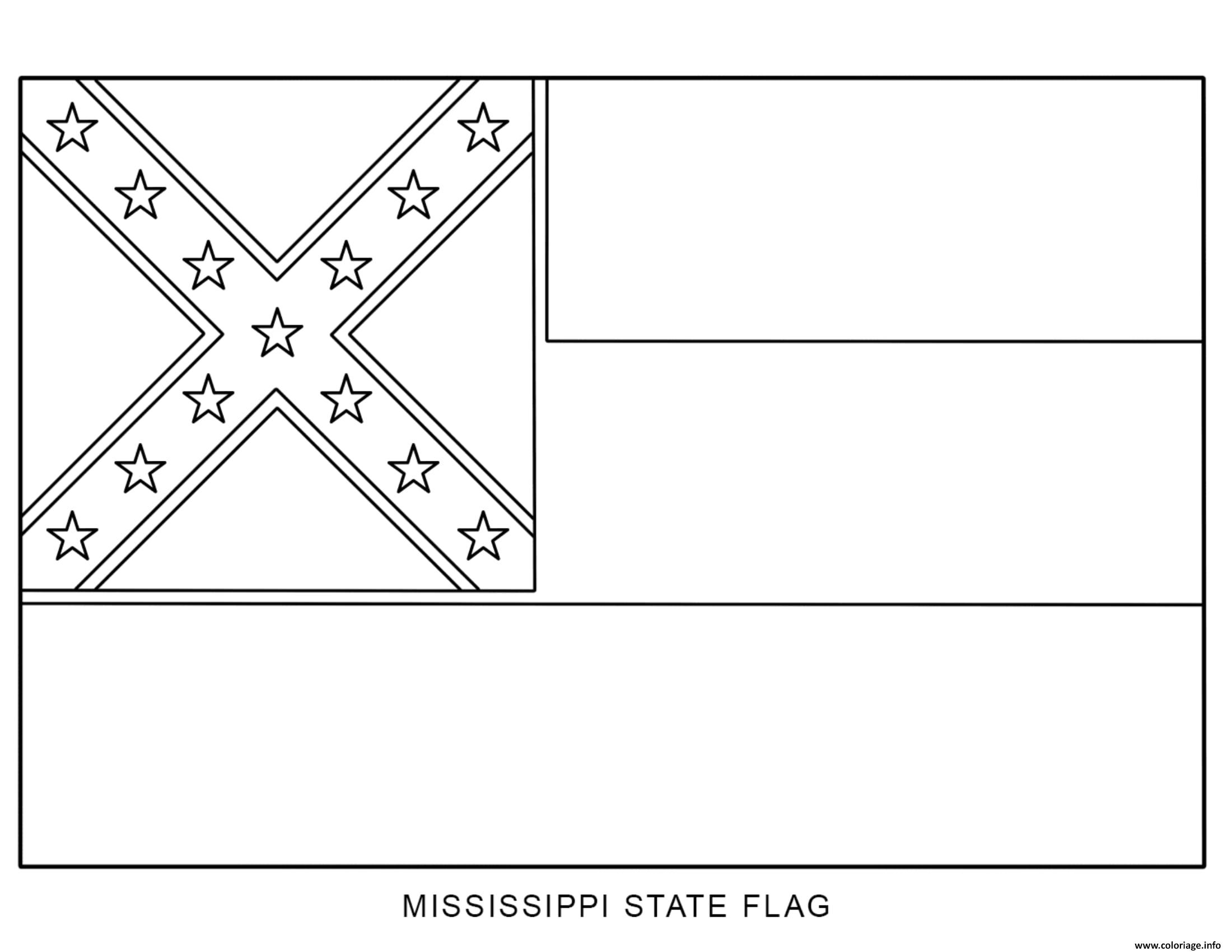 Coloriage Mississippi Drapeau Etats Unis Dessin à Imprimer