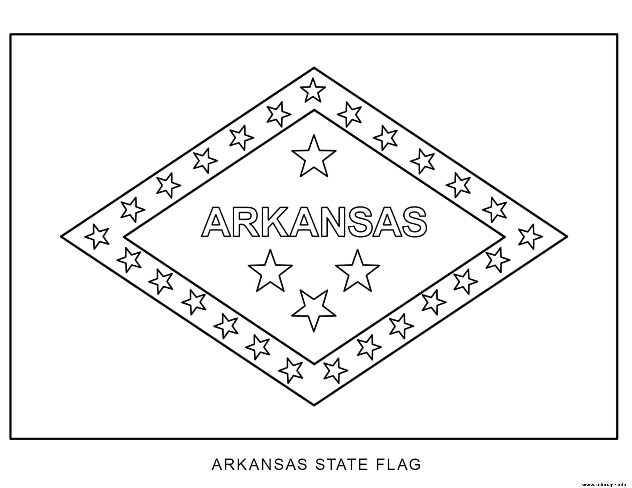 Coloriage Arkansas Drapeau Etats Unis Dessin à Imprimer