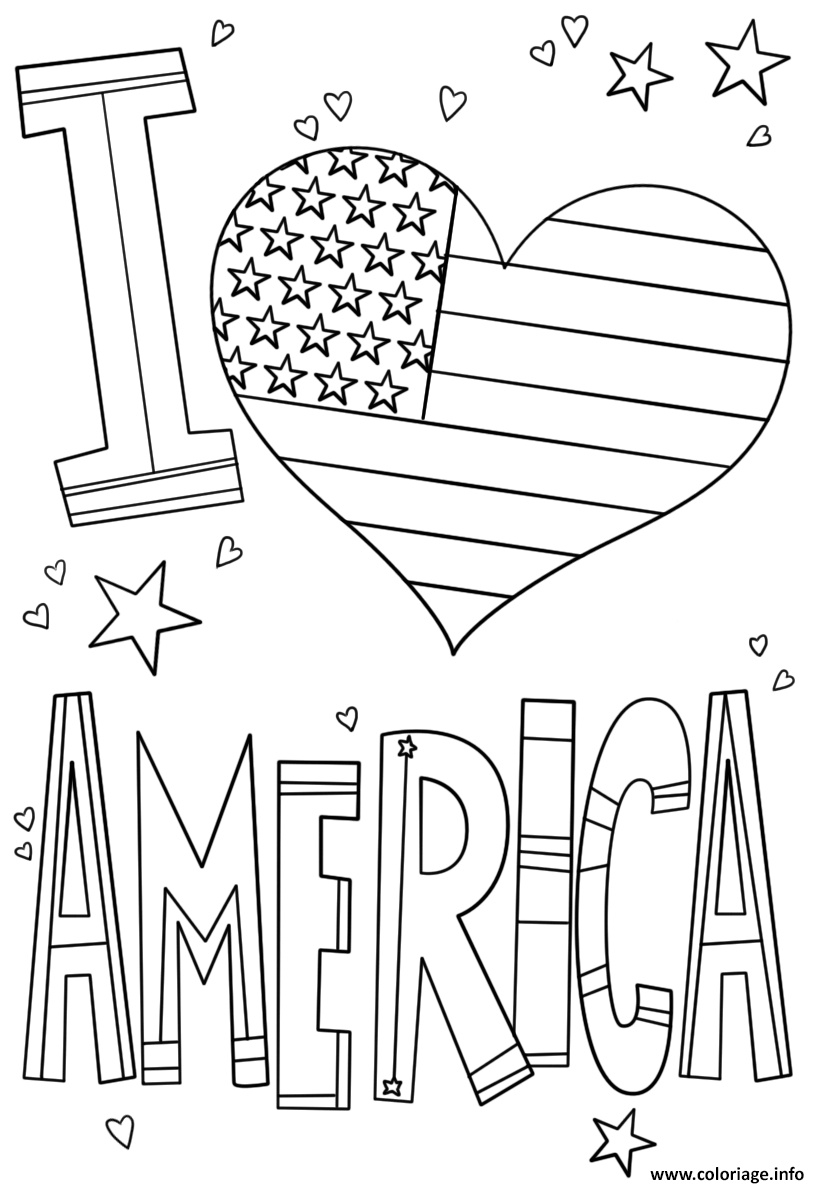 Coloriage I Love America Dessin à Imprimer