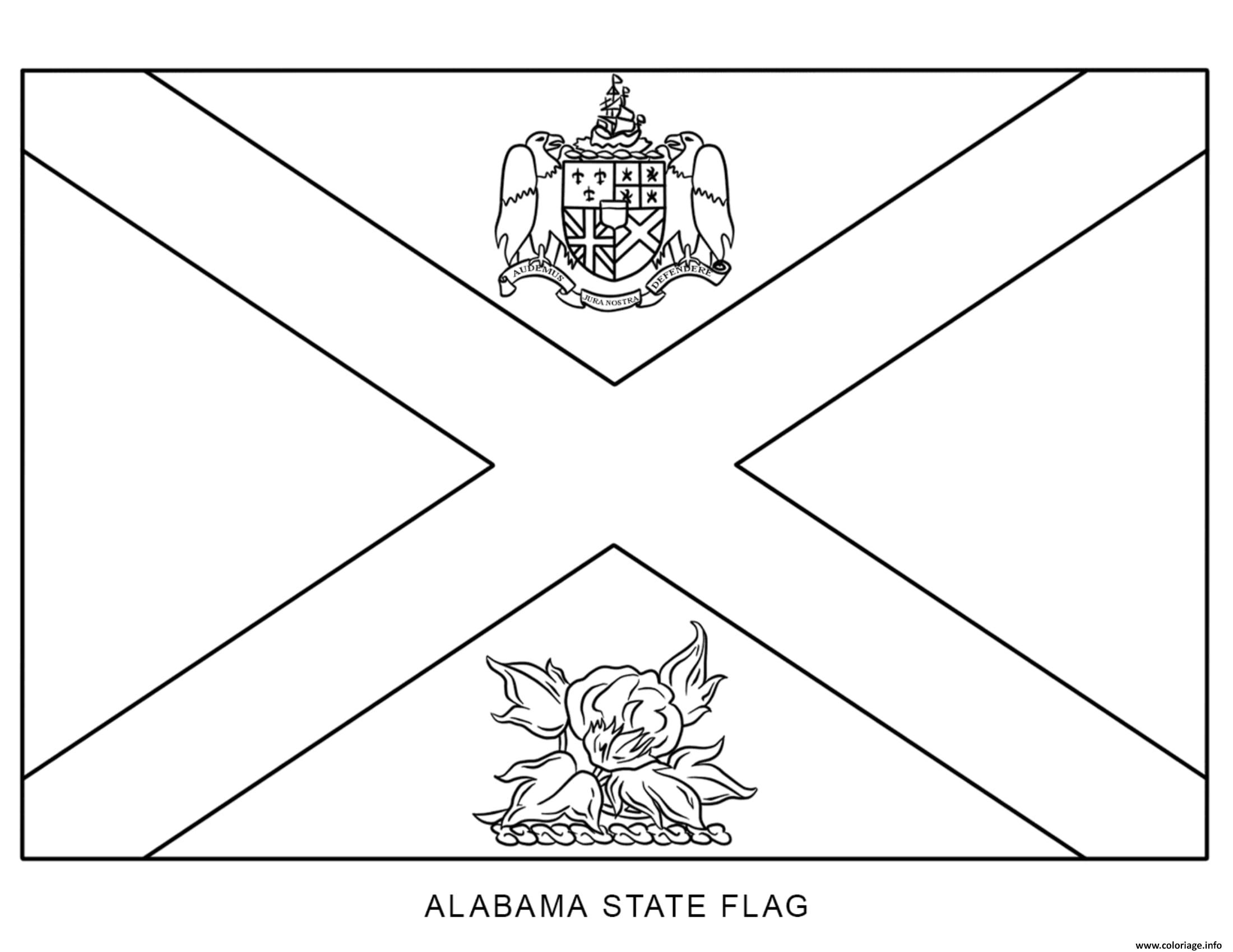 Coloriage Alabama Drapeau Etats Unis Dessin à Imprimer
