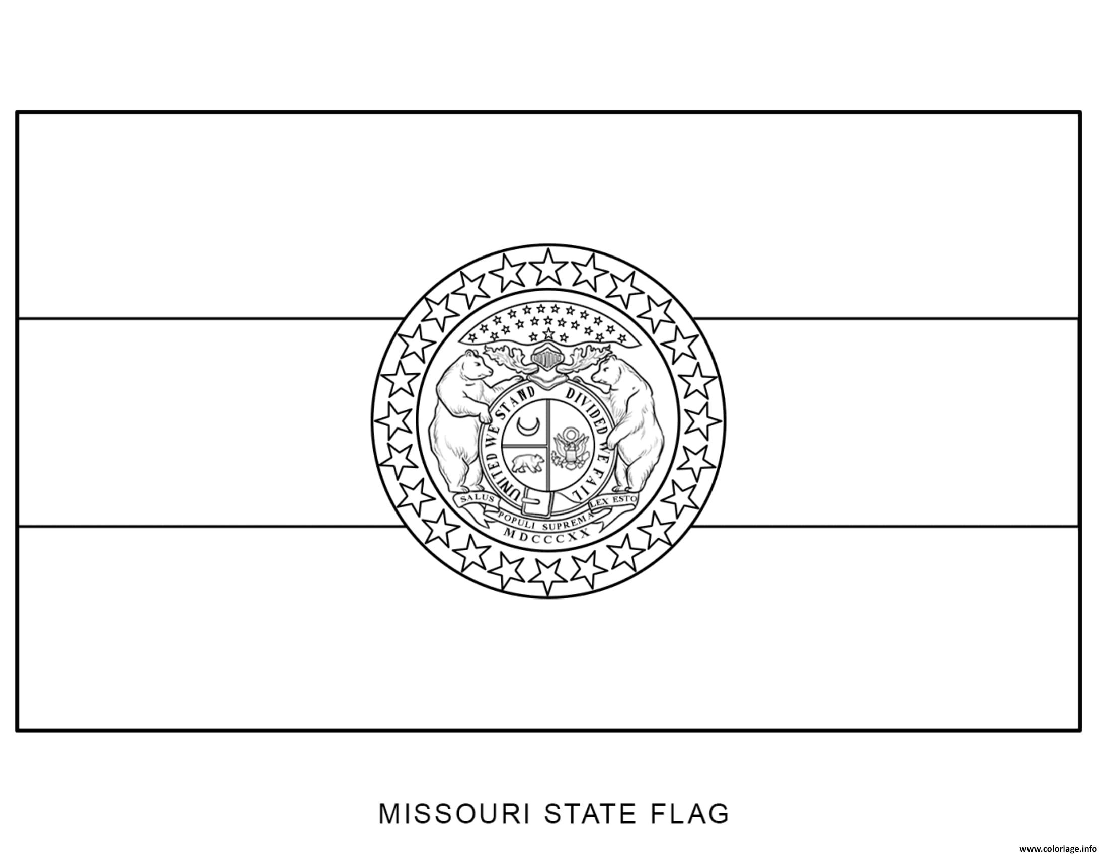 Coloriage Missouri Drapeau Etats Unis Dessin à Imprimer