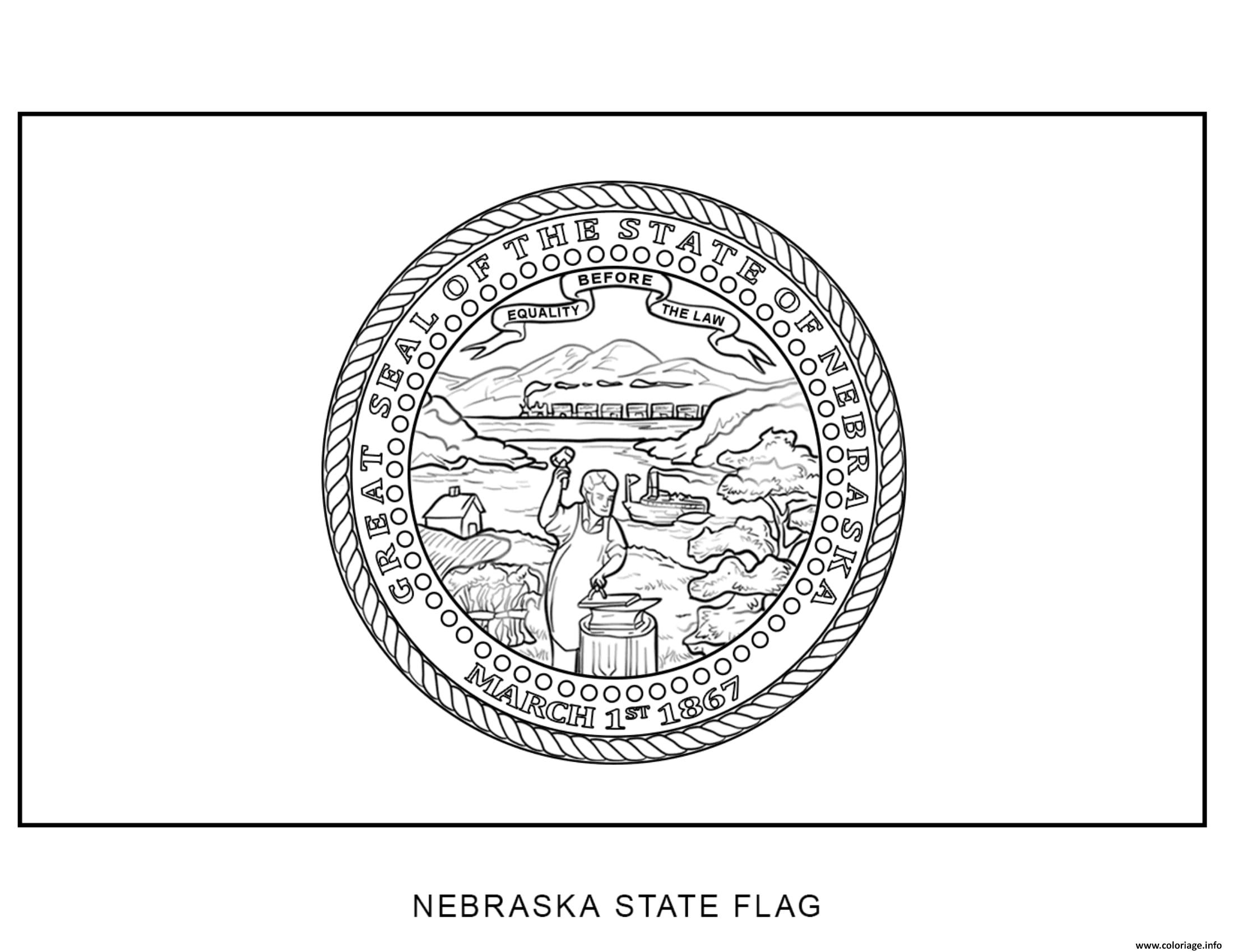 Coloriage Nebraska Drapeau Etats Unis Dessin à Imprimer