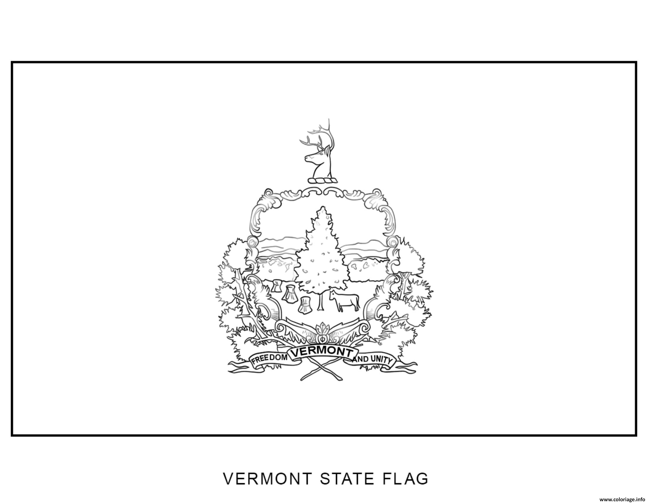 Coloriage Vermont Drapeau Etats Unis Dessin à Imprimer