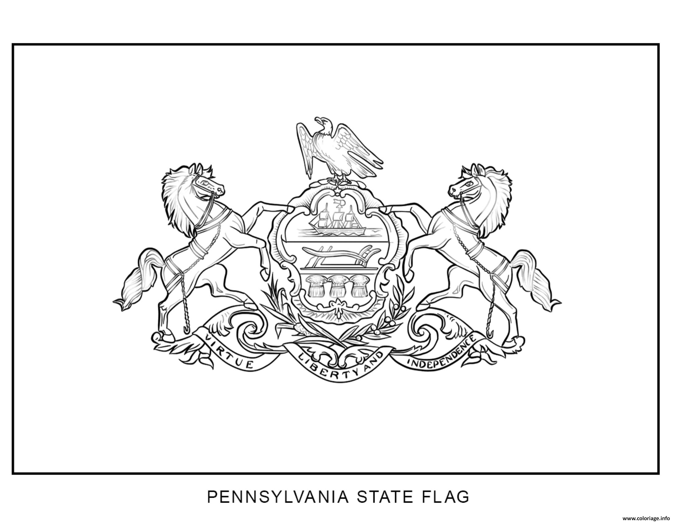 Dessin pennsylvania drapeau Etats Unis Coloriage Gratuit à Imprimer