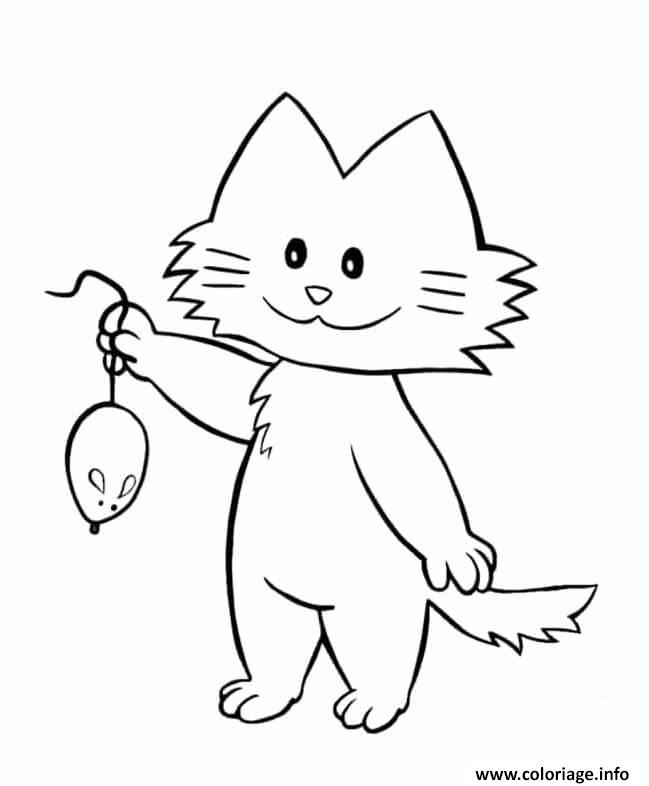 Dessin petit chat attrape la souris Coloriage Gratuit à Imprimer