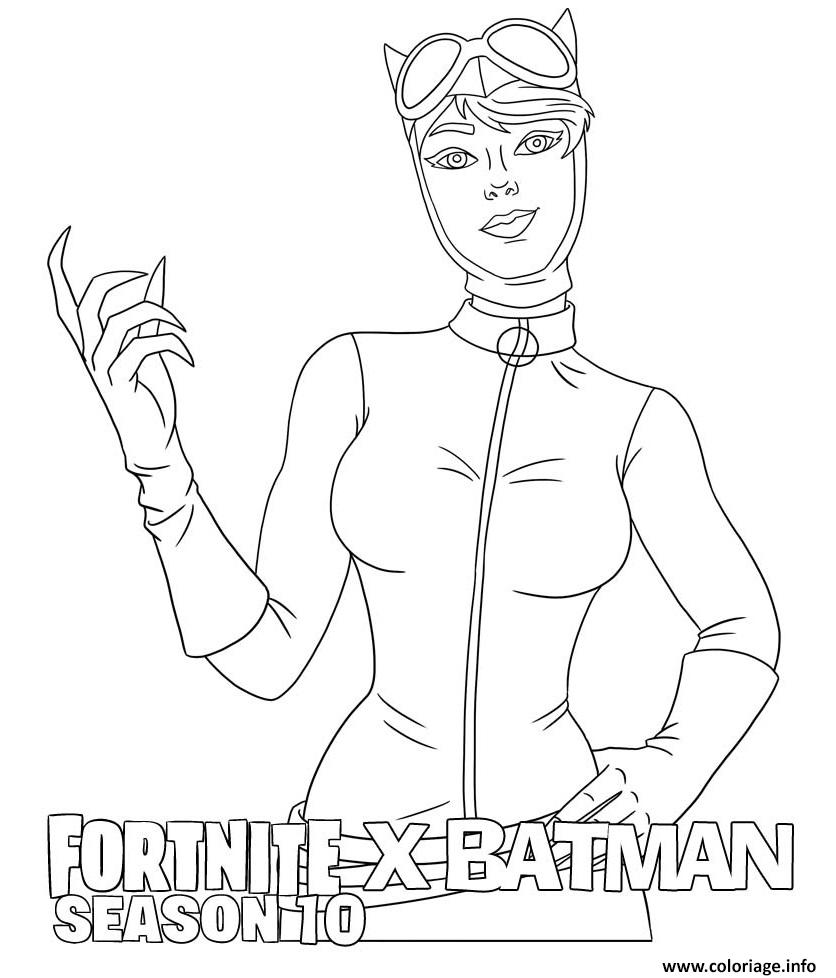 Coloriage Catwoman Fortnite Batman Season 10 Dessin