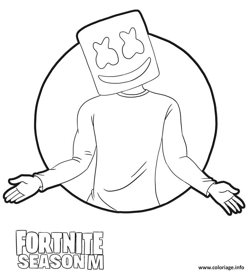 Dessin Marshmello skin from Fortnite Season M Coloriage Gratuit à Imprimer