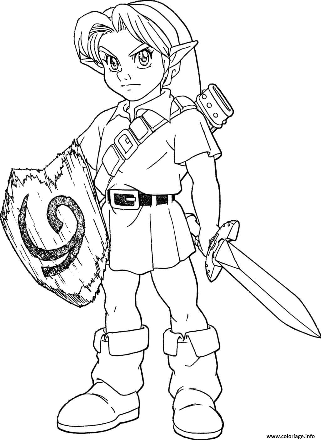 Coloriage Zelda Et Son Bouclier JeColorie