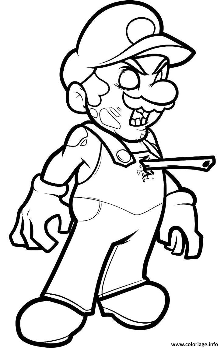 Coloriage Mario Zombie dessin