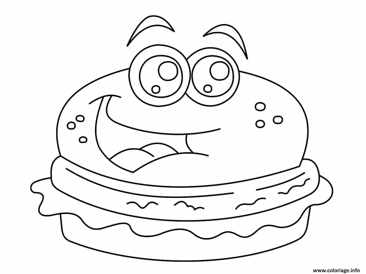 Dessin burger kawaii Coloriage Gratuit à Imprimer