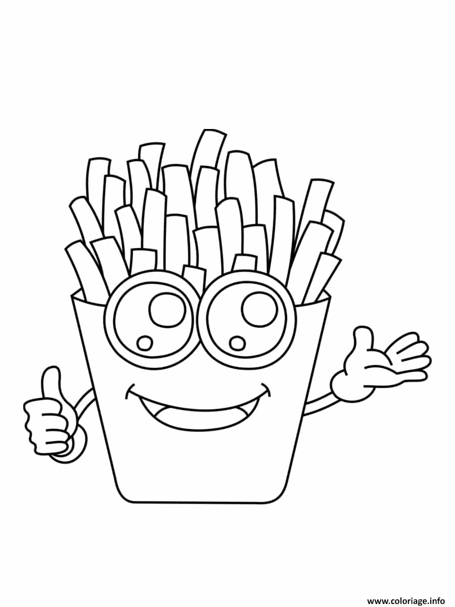 Dessin frites kawaii Coloriage Gratuit à Imprimer