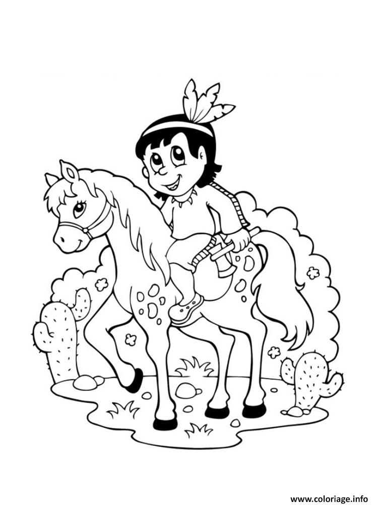 Dessin poney indien Coloriage Gratuit à Imprimer