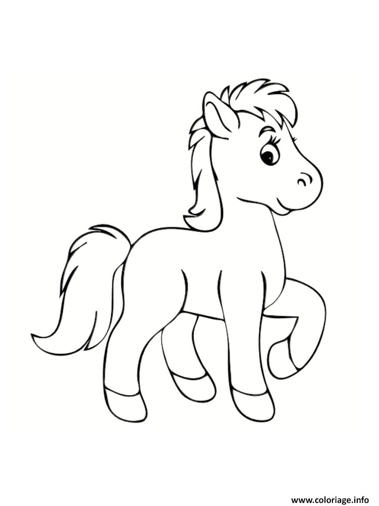 Coloriage petit poney cheval de petite taille  JeColorie.com