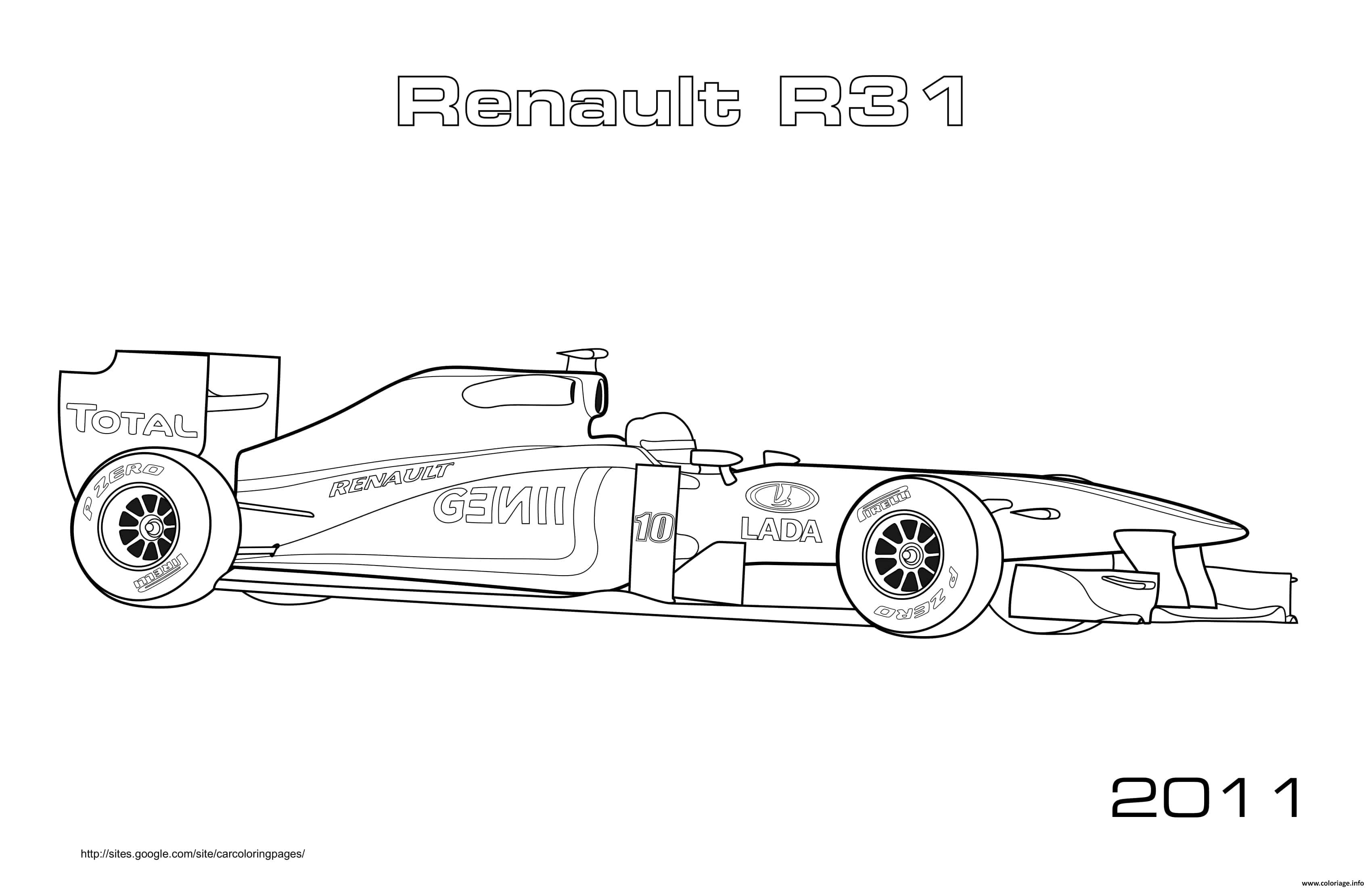 Dessin F1 Renault R31 2011 Coloriage Gratuit à Imprimer