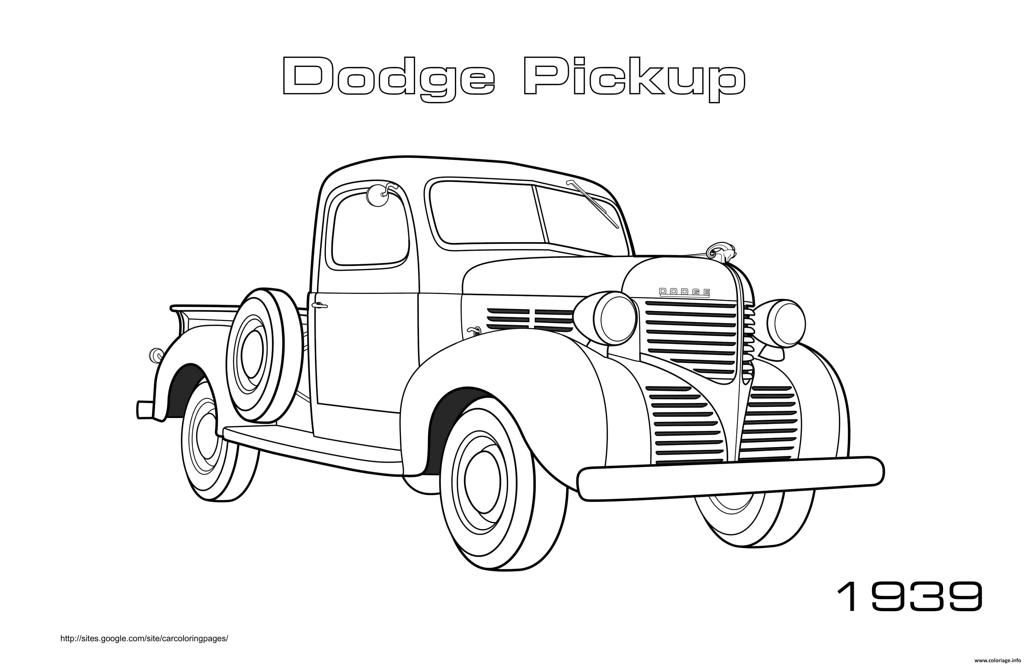 Dessin Old Car Dodge Pickup 1939 Coloriage Gratuit à Imprimer
