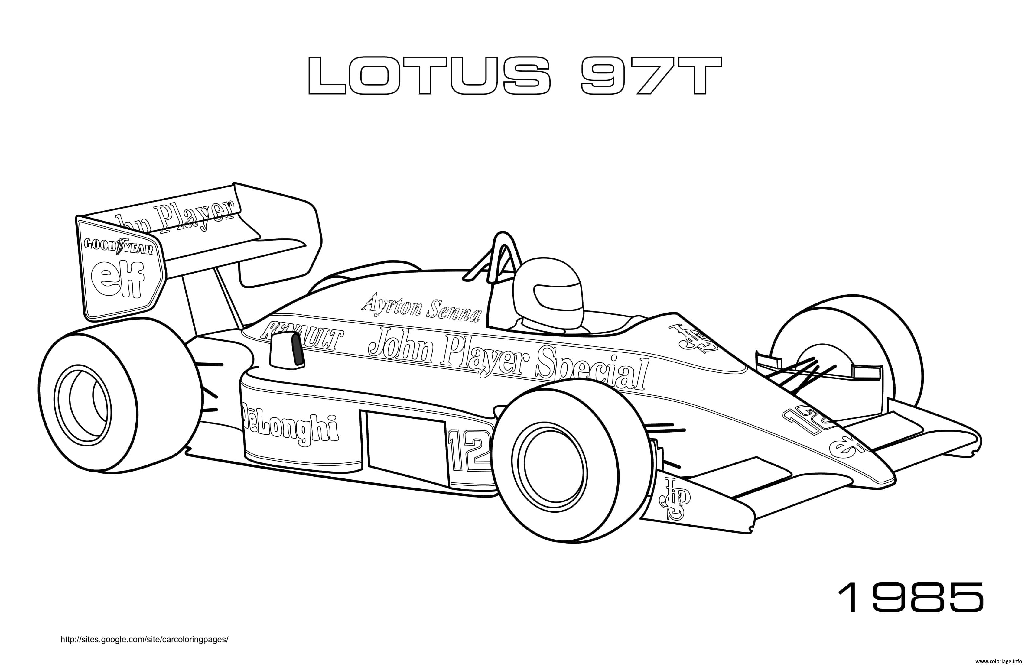 Dessin F1 Lotus 97t 1985 Coloriage Gratuit à Imprimer