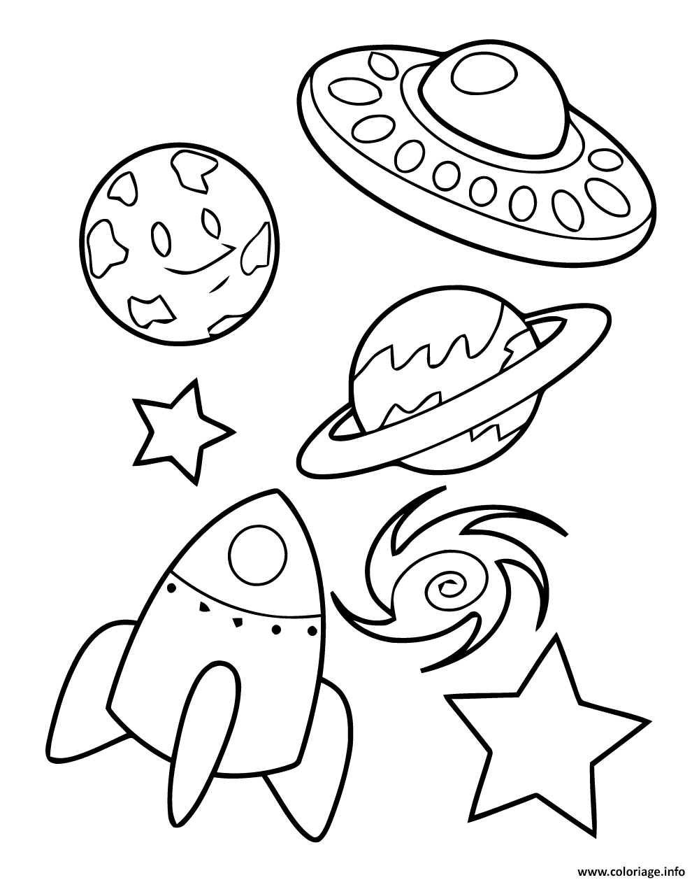 Coloriage Espace Planetes Etoiles Soleil Lune Dessin Planete à imprimer