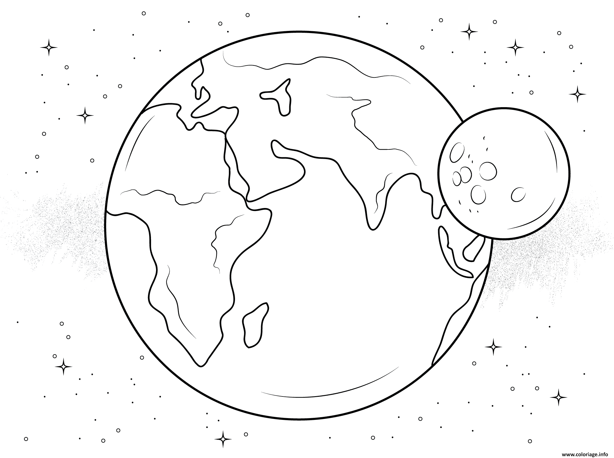 Dessin earth et moon Coloriage Gratuit à Imprimer