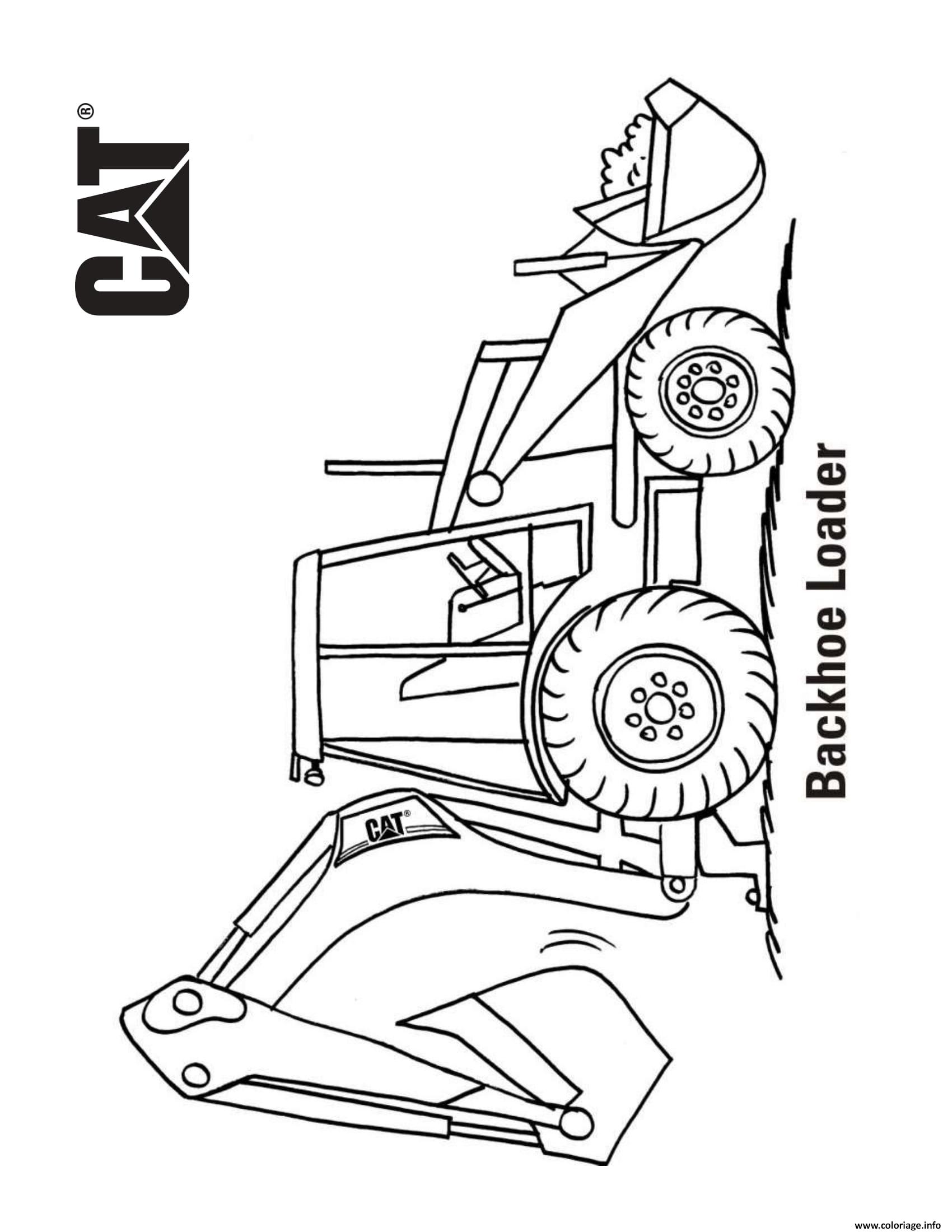 Dessin backhoe loader camion Coloriage Gratuit à Imprimer