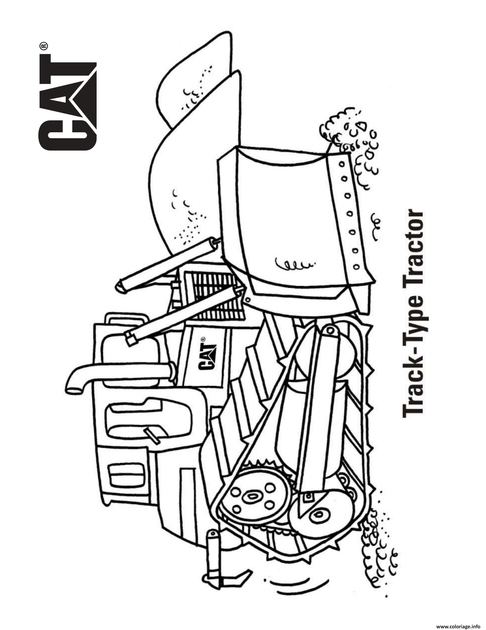 Dessin track type tractor cat Coloriage Gratuit à Imprimer