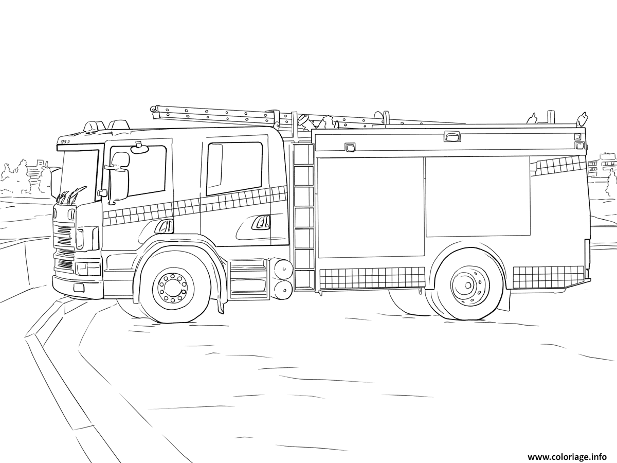 Coloriage Fire Camion Scania Dessin à Imprimer