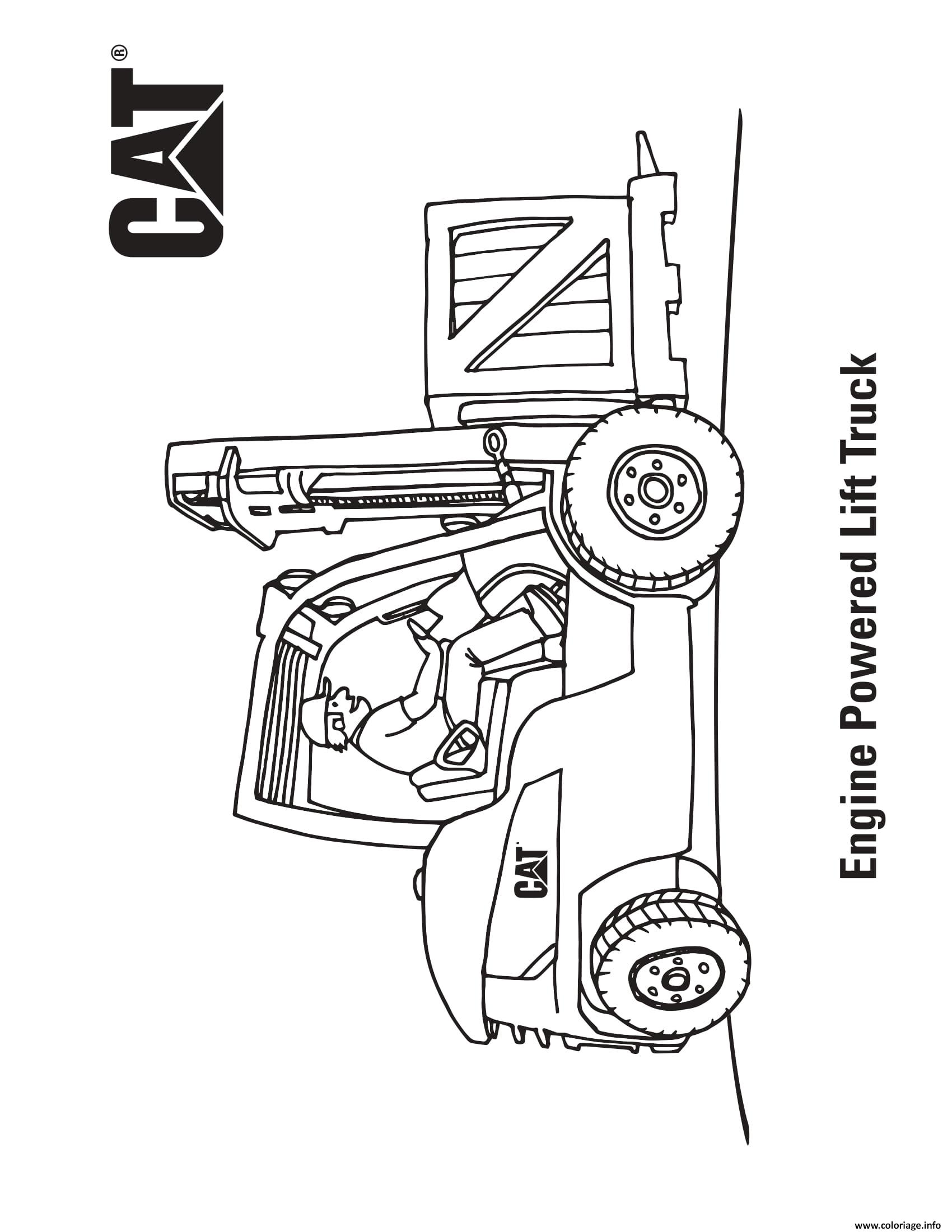 Dessin engine powered lift camion caterpillar Coloriage Gratuit à Imprimer