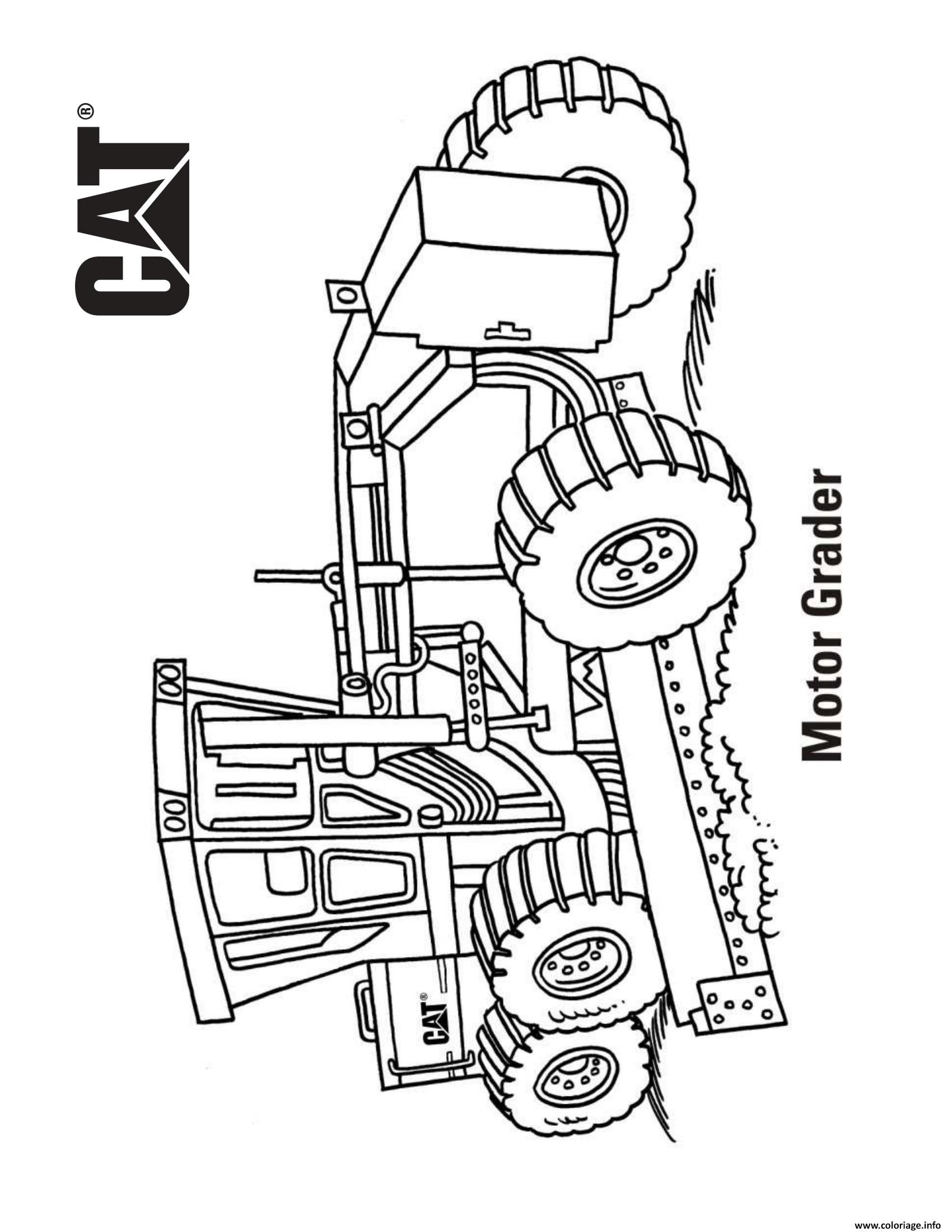 Coloriage Motor Grader Camion Cat Dessin à Imprimer
