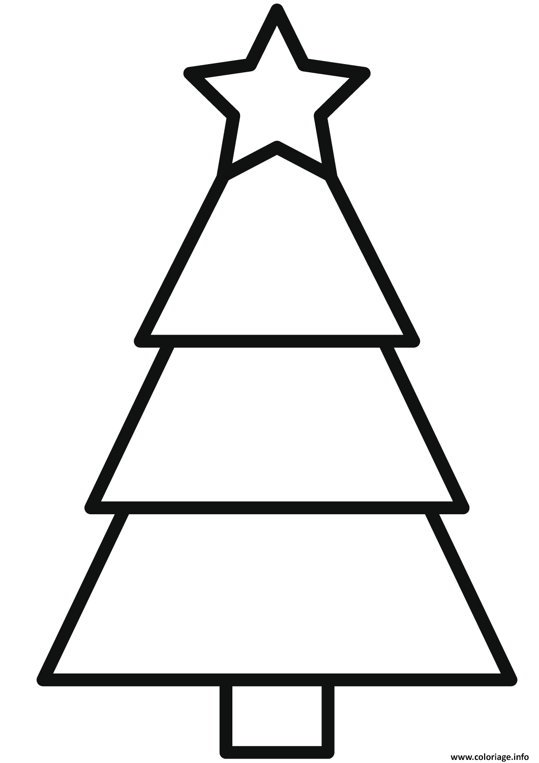 Coloriage simple sapin de noel facile - JeColorie.com