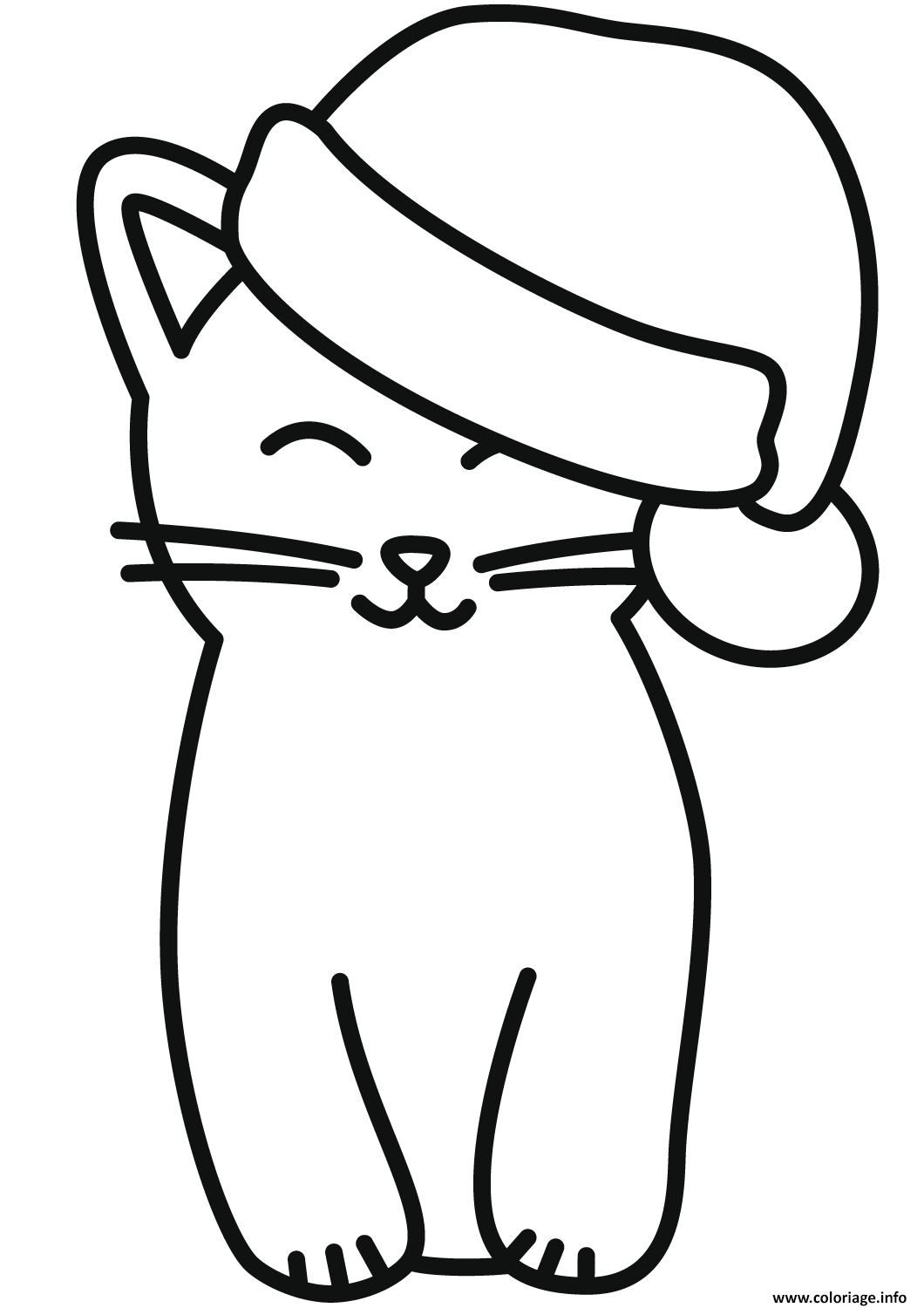 Dessin adorable chaton de noel Coloriage Gratuit à Imprimer